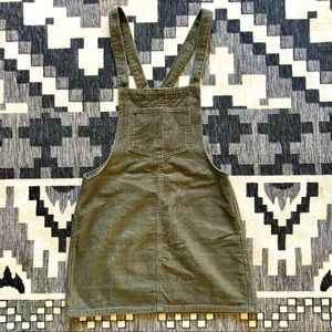 Olive Green Corduroy Overall Dress Pinafore Size S